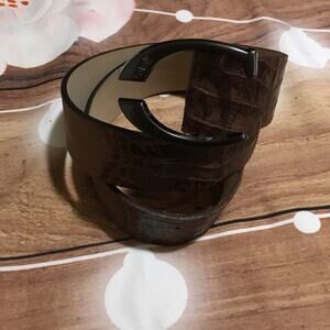 Just Cavalli Brown leather large buckle belt